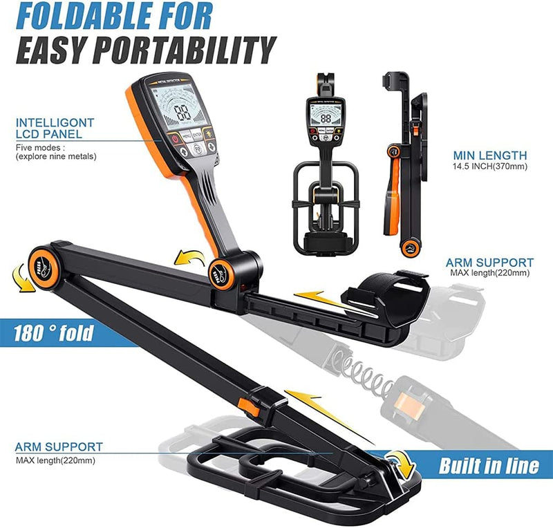 New Foldable metal detector for gold TX 640 waterproof underground gold detector