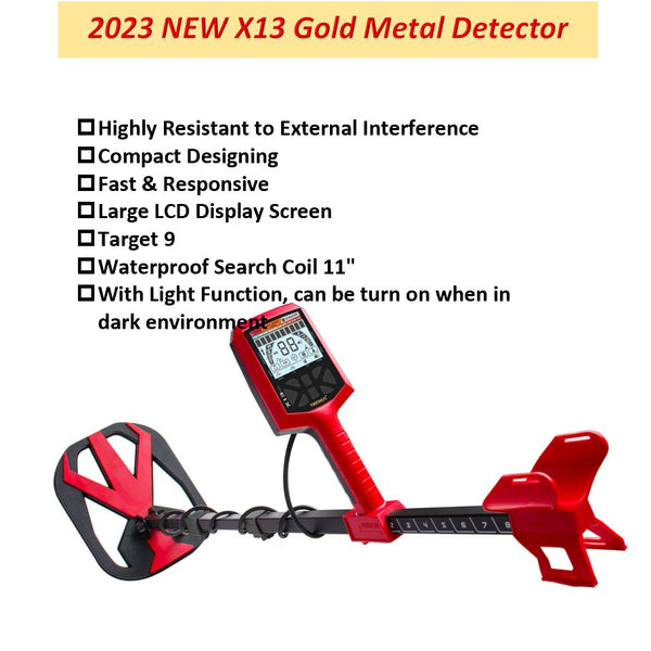 New Metal Detector X13 Best Deep Search 5 Meters Underground Pinpointer Waterproof Hunter for Gold Silver Prospecting Finder